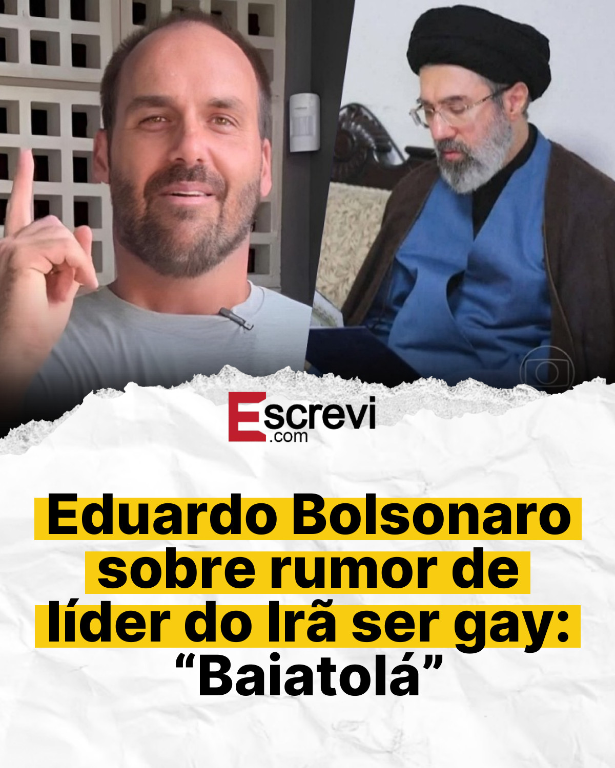 Eduardo Bolsonaro sobre rumor de líder do Irã ser gay: “Baiatolá” card branco