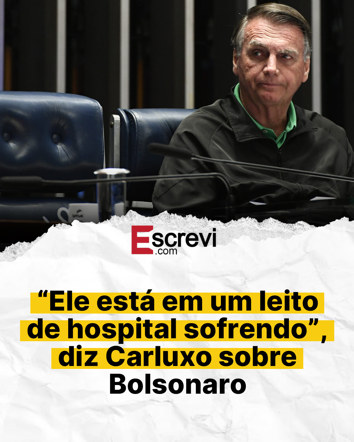 “Ele está em um leito de hospital sofrendo”, diz Carluxo sobre Bolsonaro card branco