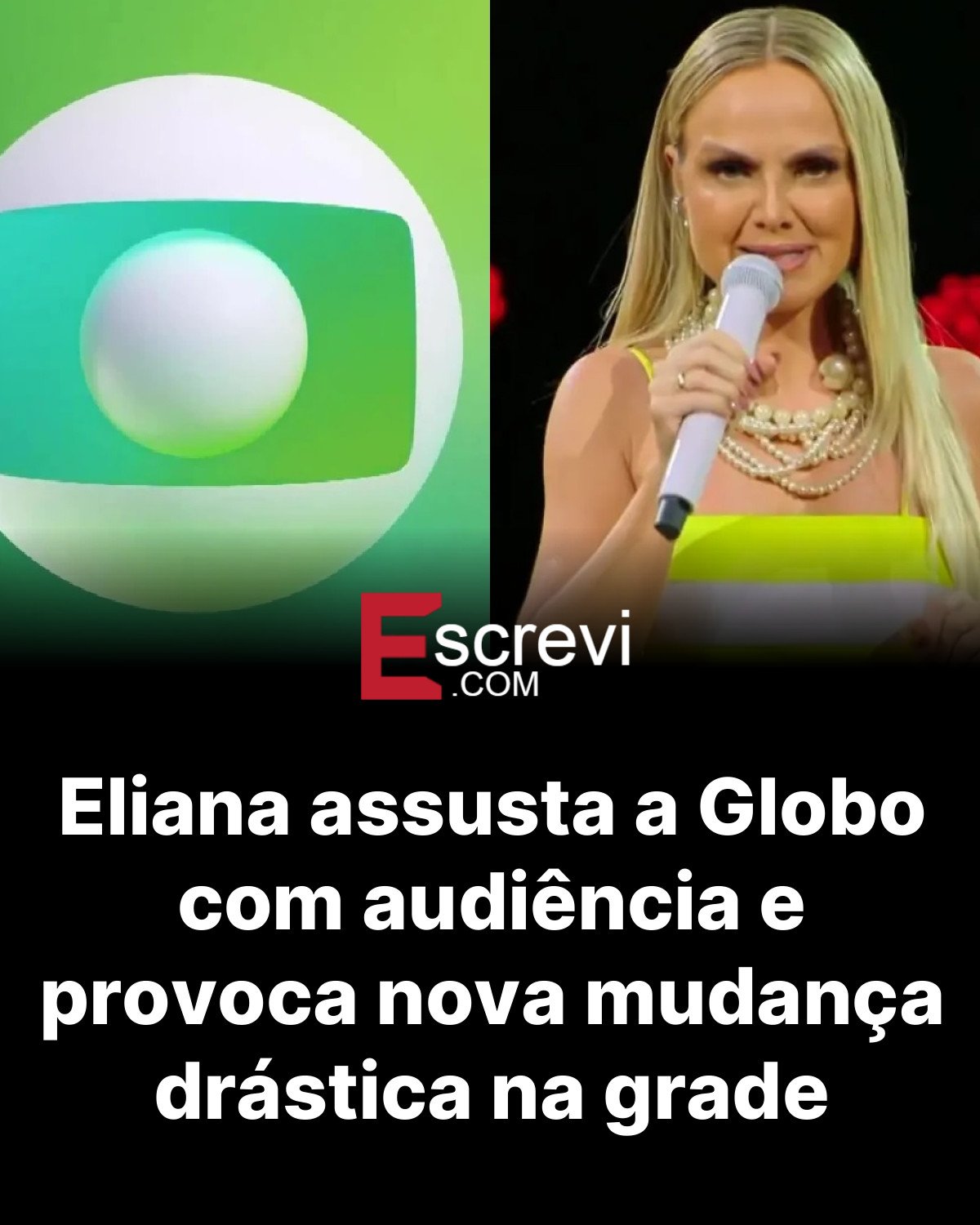 Eliana assusta a Globo com audiência e provoca nova mudança drástica na grade card preto