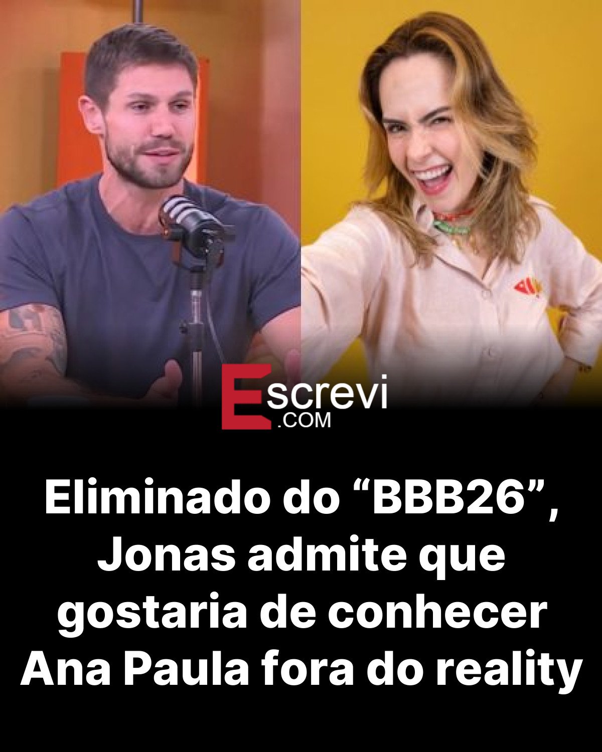 Eliminado do “BBB26”, Jonas admite que gostaria de conhecer Ana Paula fora do reality card preto