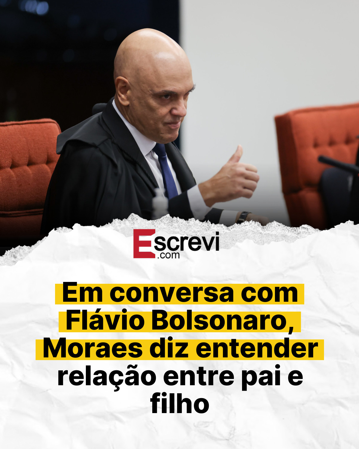 Em conversa com Flávio Bolsonaro, Moraes diz entender relação entre pai e filho card branco