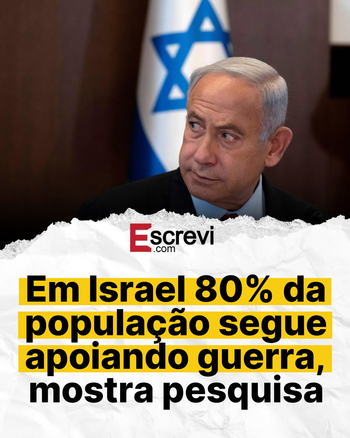 Em Israel 80% da população segue apoiando guerra, mostra pesquisa card branco