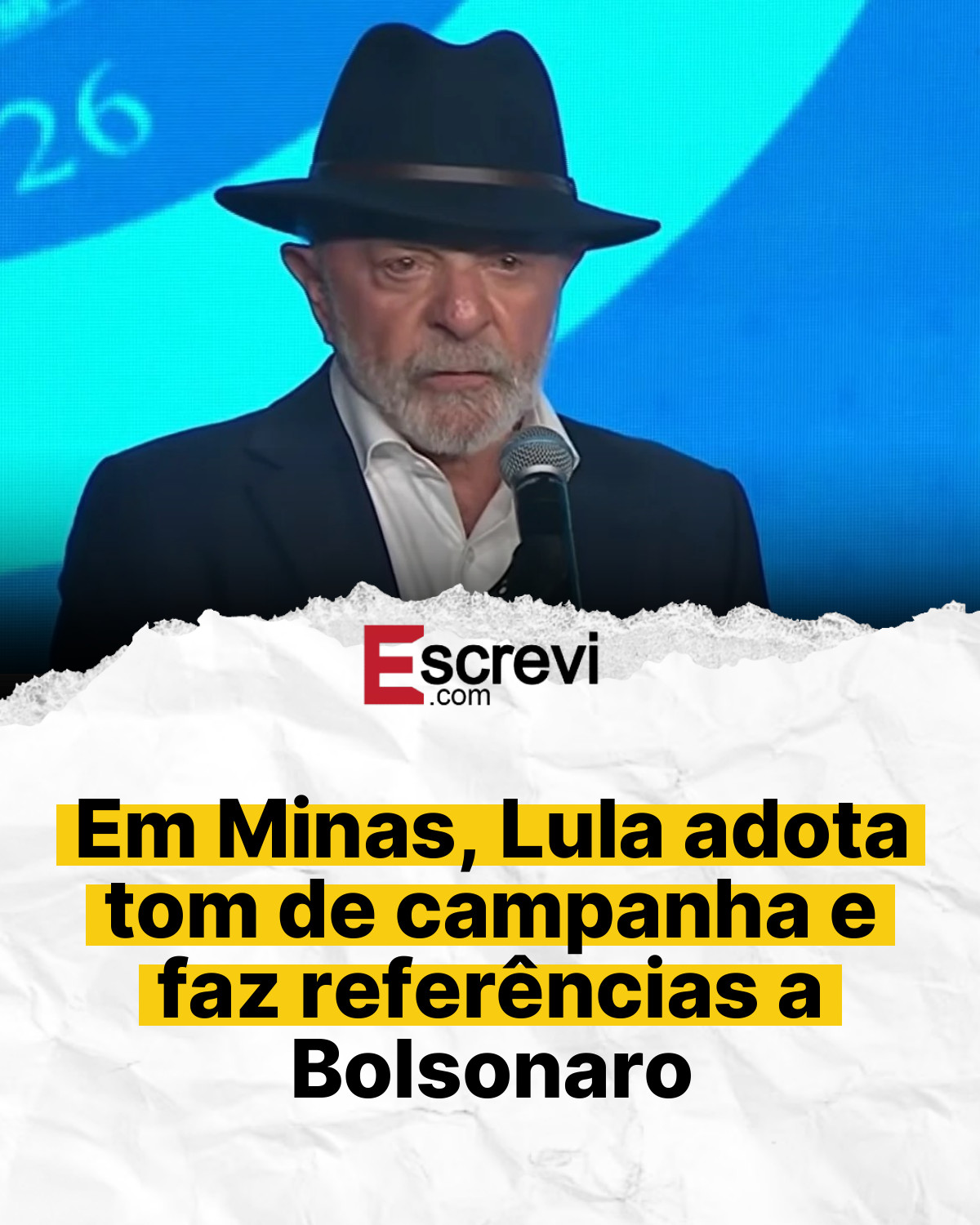 Em Minas, Lula adota tom de campanha e faz referências a Bolsonaro card branco