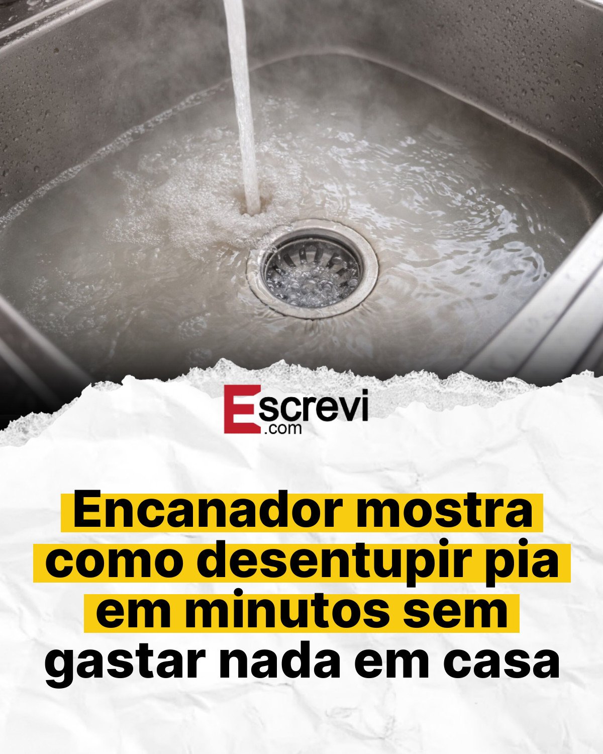 Encanador mostra como desentupir pia em minutos sem gastar nada em casa card branco
