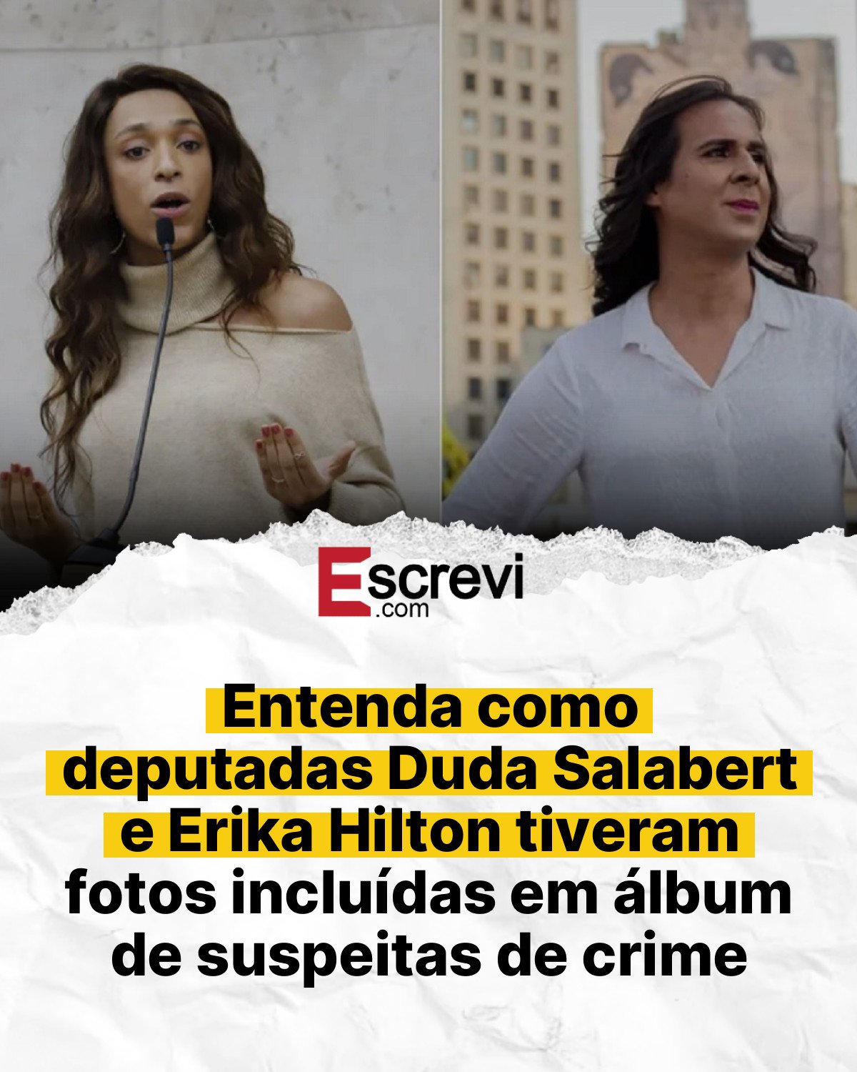 Entenda como deputadas Duda Salabert e Erika Hilton tiveram fotos incluídas em álbum de suspeitas de crime card branco