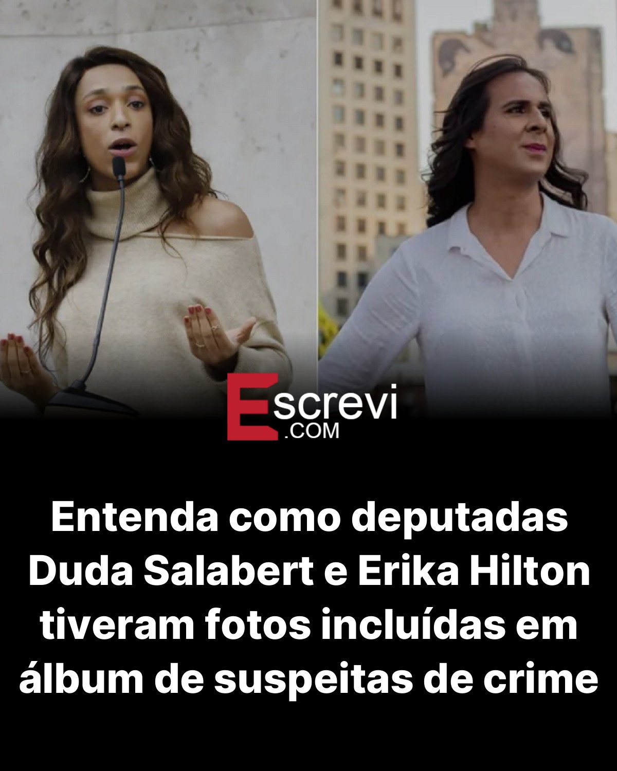 Entenda como deputadas Duda Salabert e Erika Hilton tiveram fotos incluídas em álbum de suspeitas de crime card preto