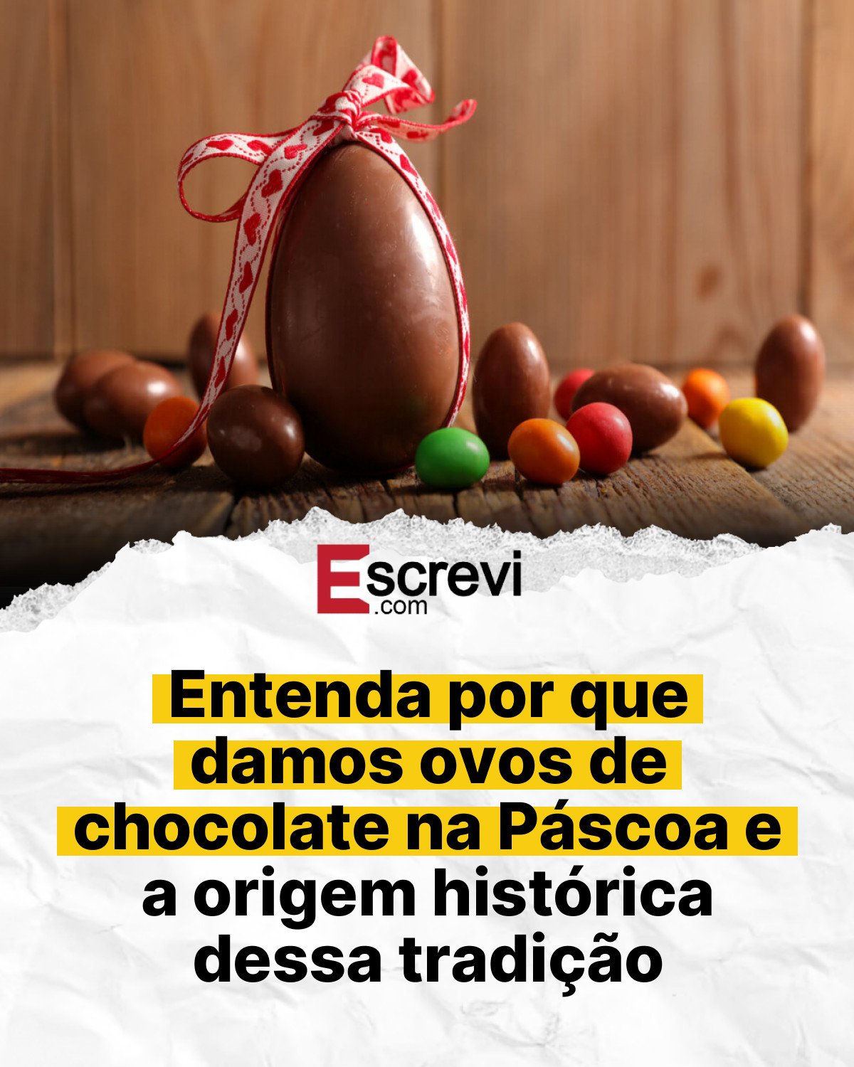 Entenda por que damos ovos de chocolate na Páscoa e a origem histórica dessa tradição card branco