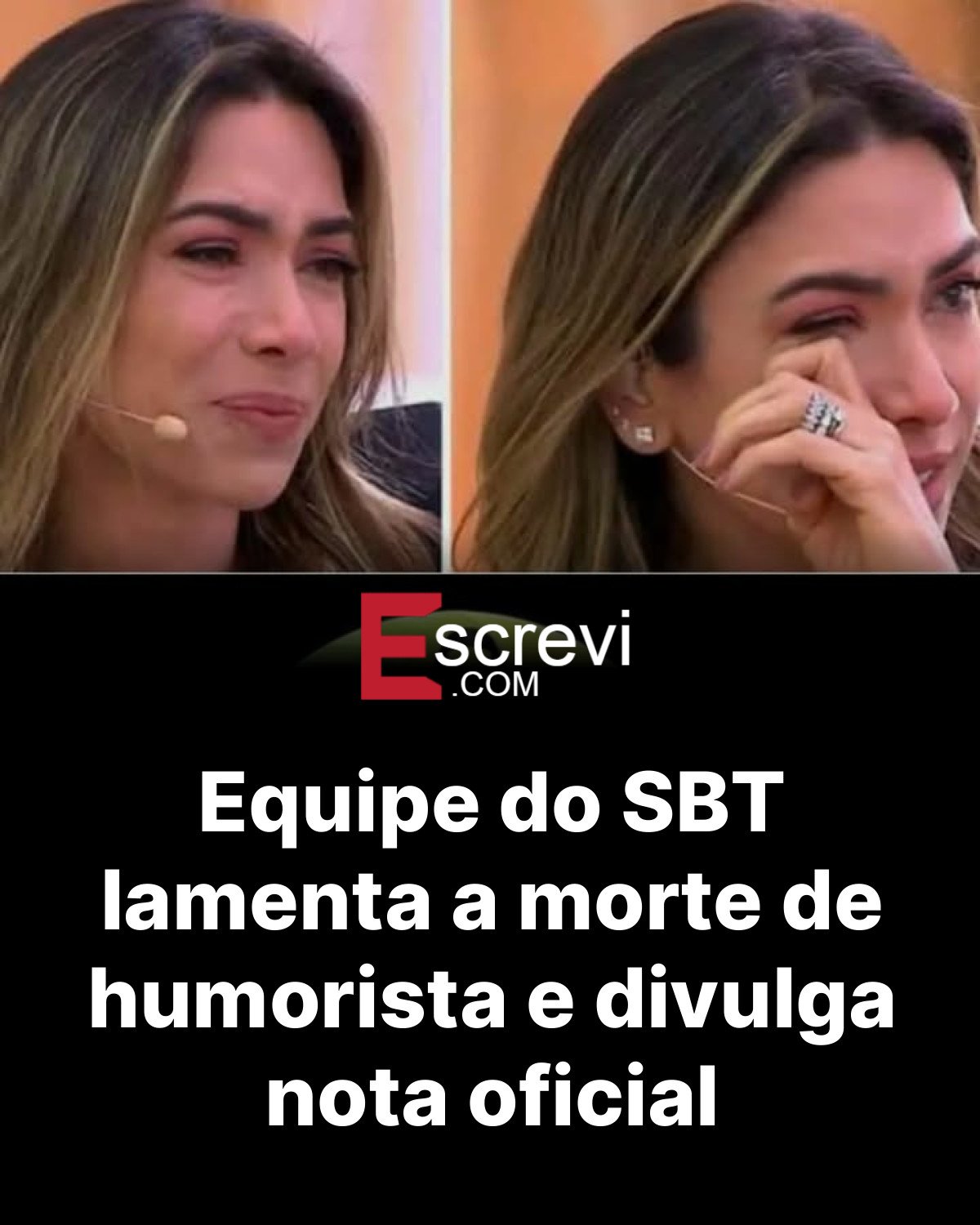Equipe do SBT lamenta a morte de humorista e divulga nota oficial card preto
