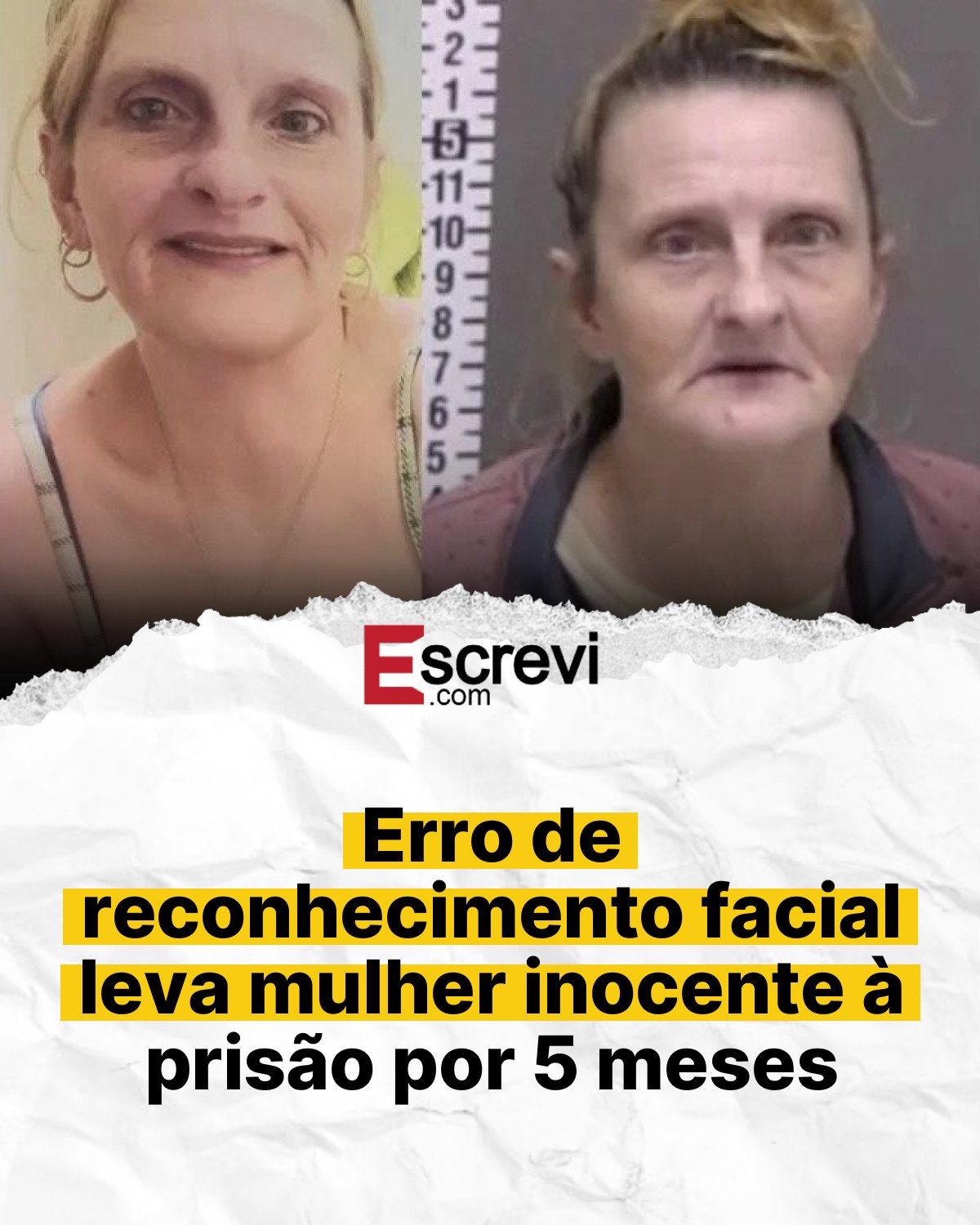 Erro de reconhecimento facial leva mulher inocente à prisão por 5 meses card branco