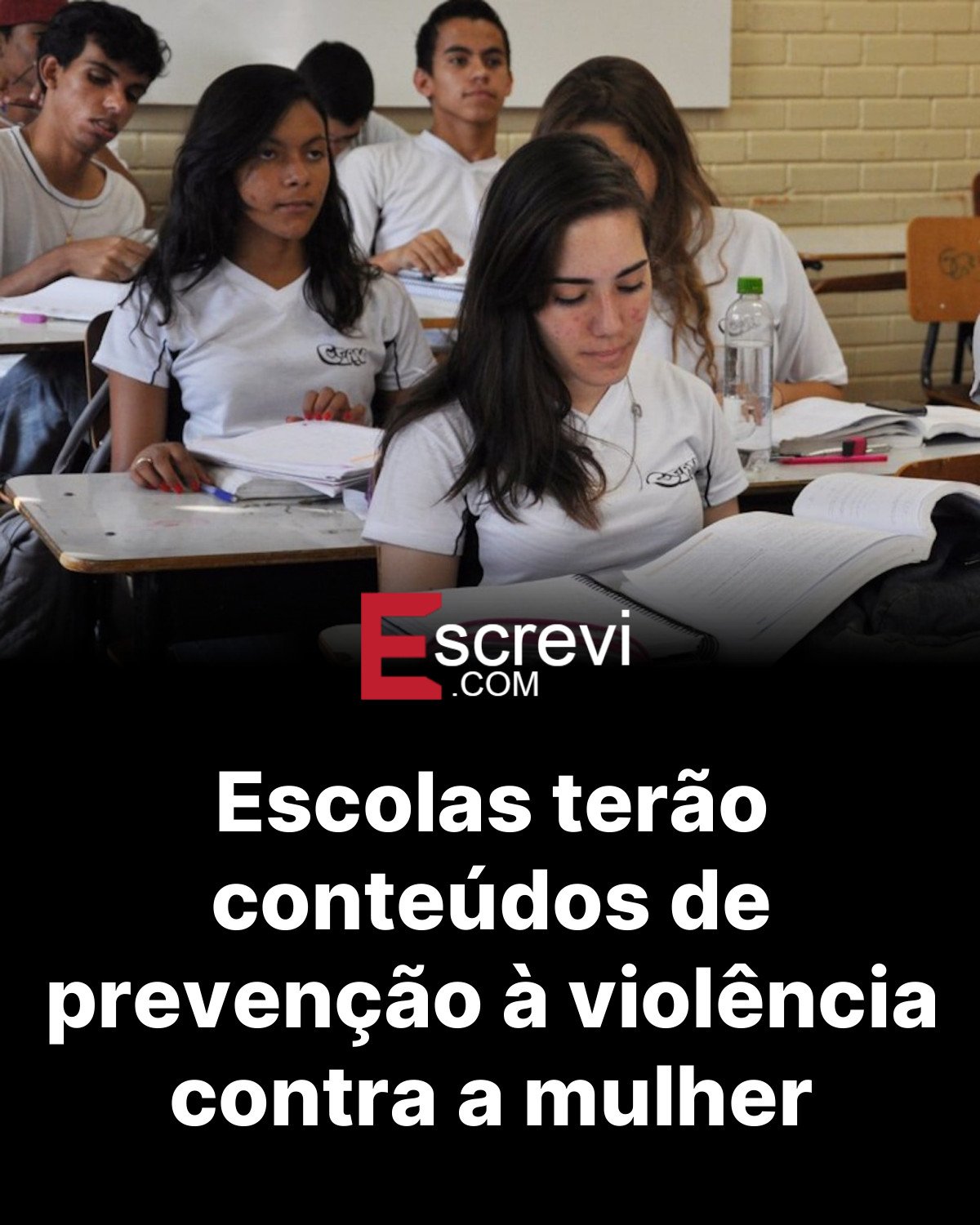 Escolas terão conteúdos de prevenção à violência contra a mulher card preto