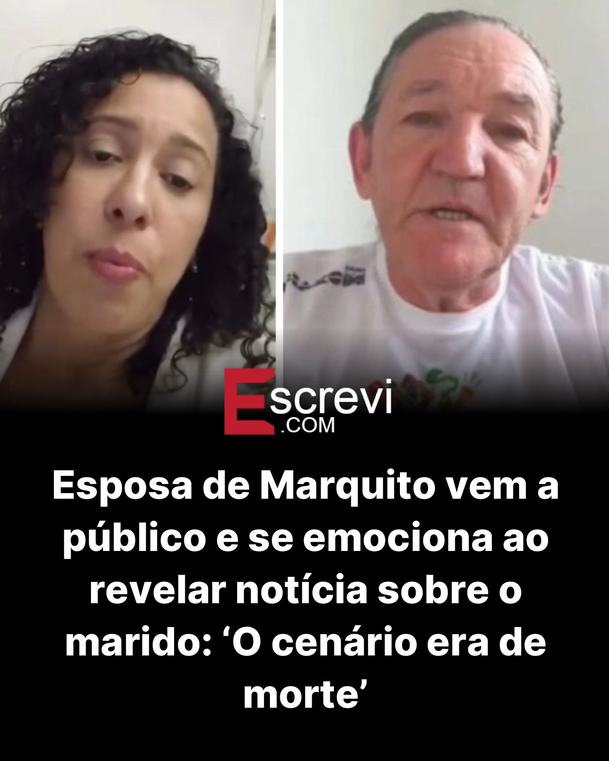 Esposa de Marquito vem a público e se emociona ao revelar notícia sobre o marido: ‘O cenário era de morte’ card preto