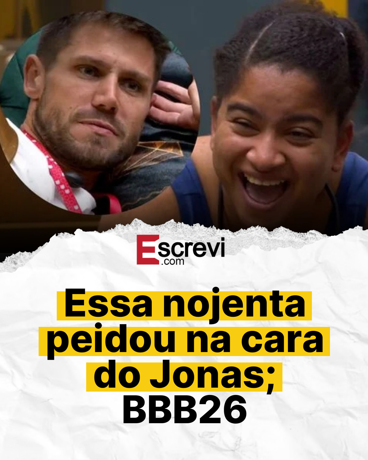 Essa nojenta peidou na cara do Jonas; BBB26 card branco