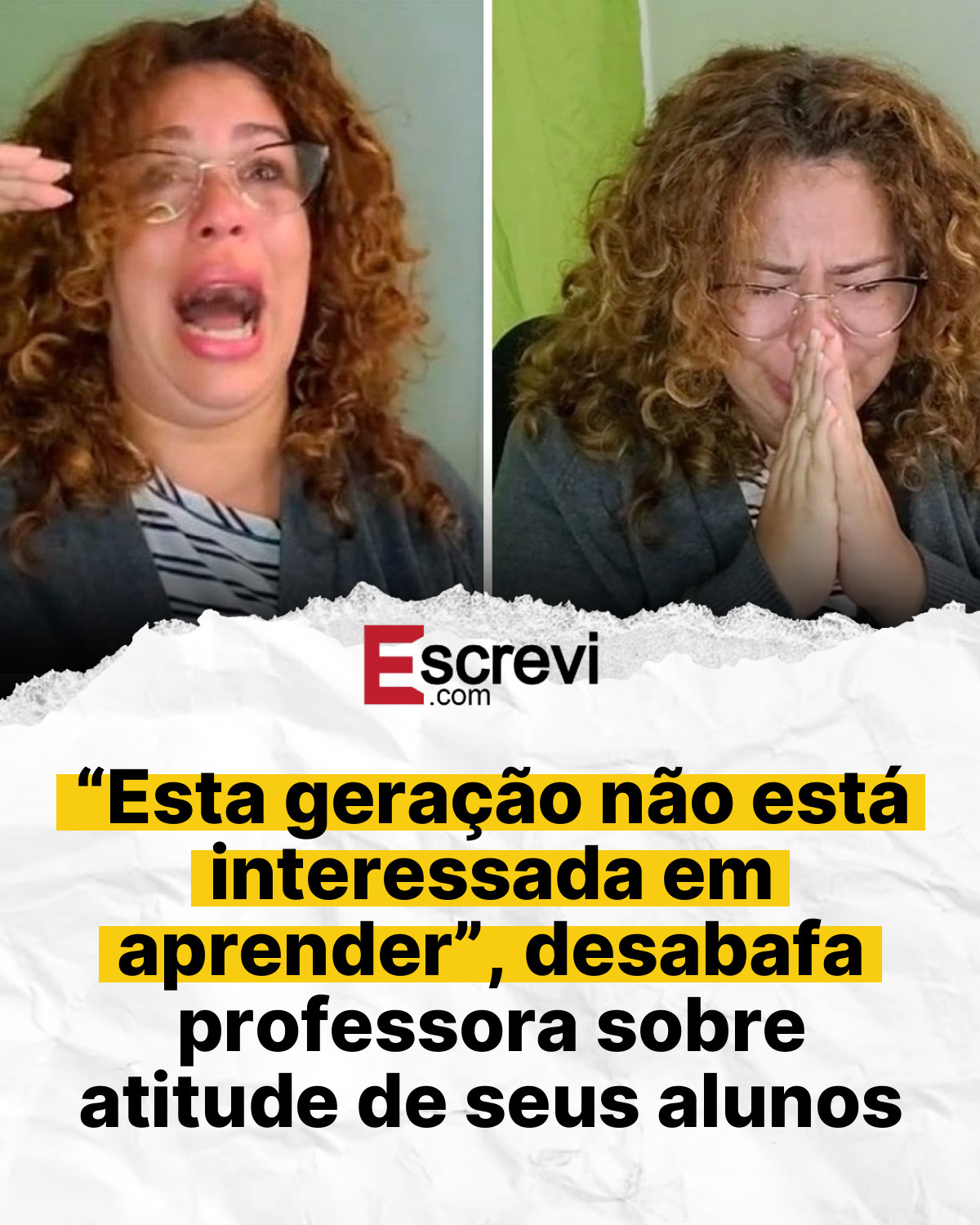 “Esta geração não está interessada em aprender”, desabafa professora sobre atitude de seus alunos card branco