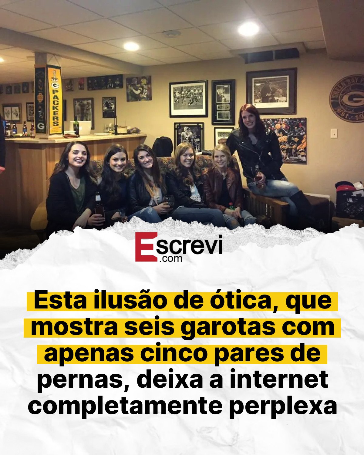 Esta ilusão de ótica, que mostra seis garotas com apenas cinco pares de pernas, deixa a internet completamente perplexa card branco