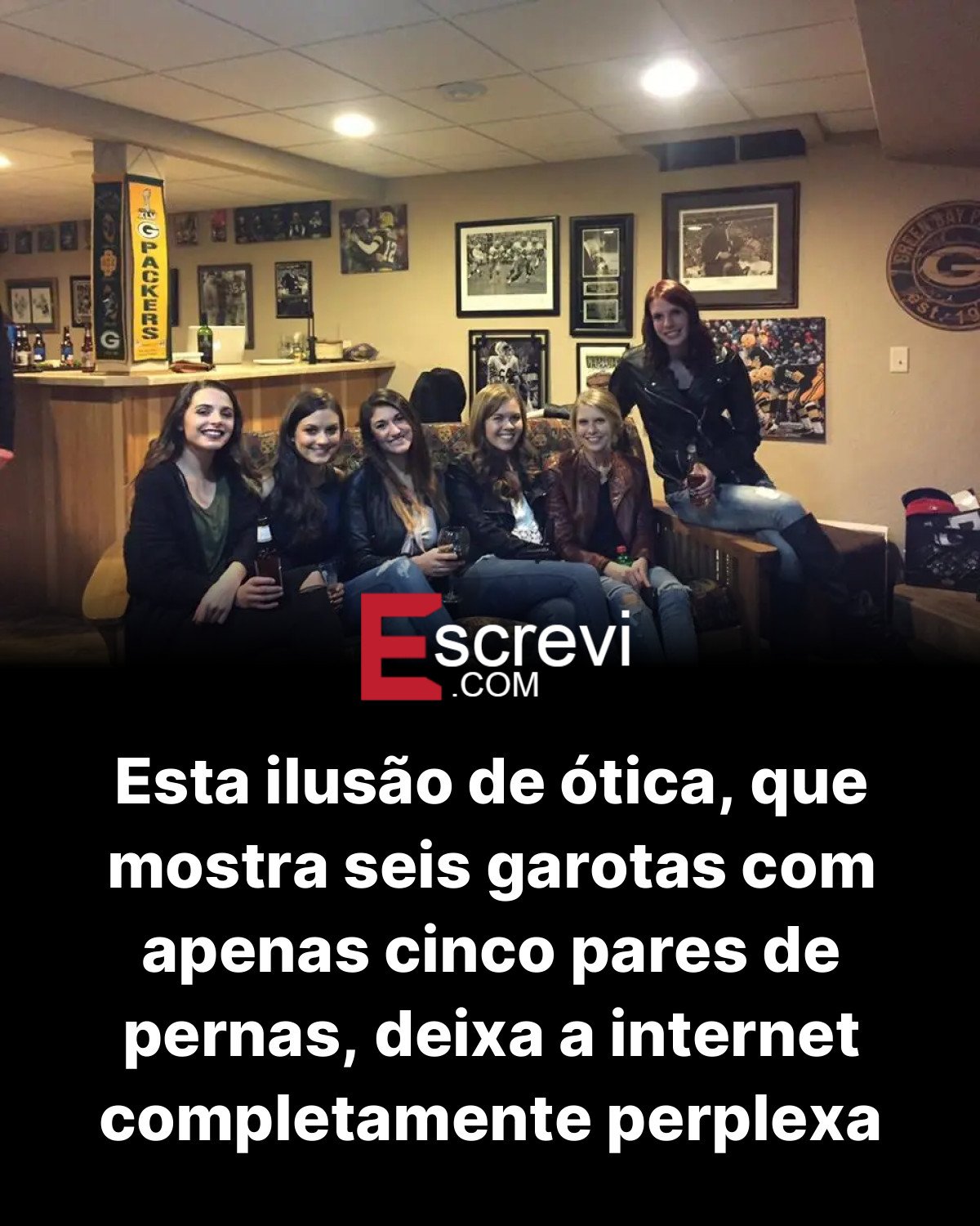 Esta ilusão de ótica, que mostra seis garotas com apenas cinco pares de pernas, deixa a internet completamente perplexa card preto