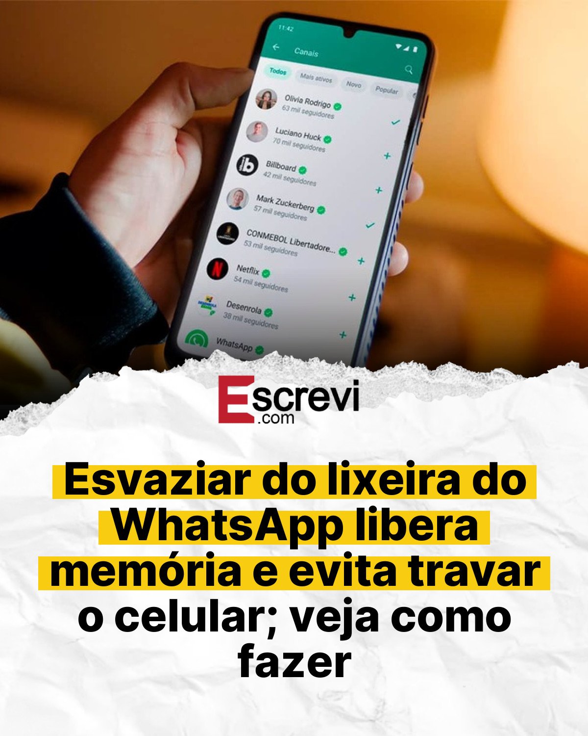 Esvaziar do lixeira do WhatsApp libera memória e evita travar o celular; veja como fazer card branco