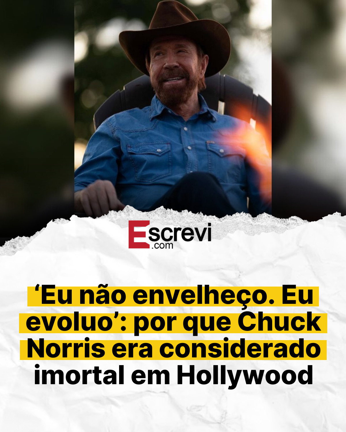 ‘Eu não envelheço. Eu evoluo’: por que Chuck Norris era considerado imortal em Hollywood card branco