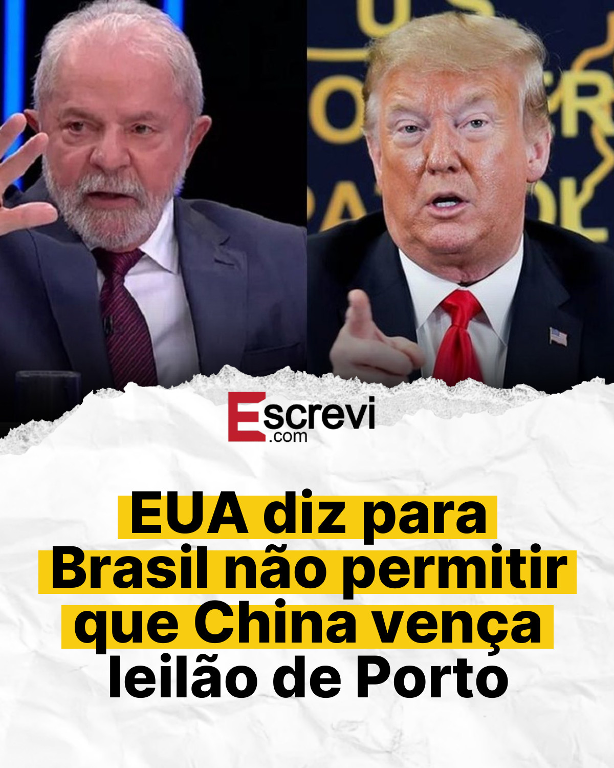 EUA diz para Brasil não permitir que China vença leilão de Porto card branco