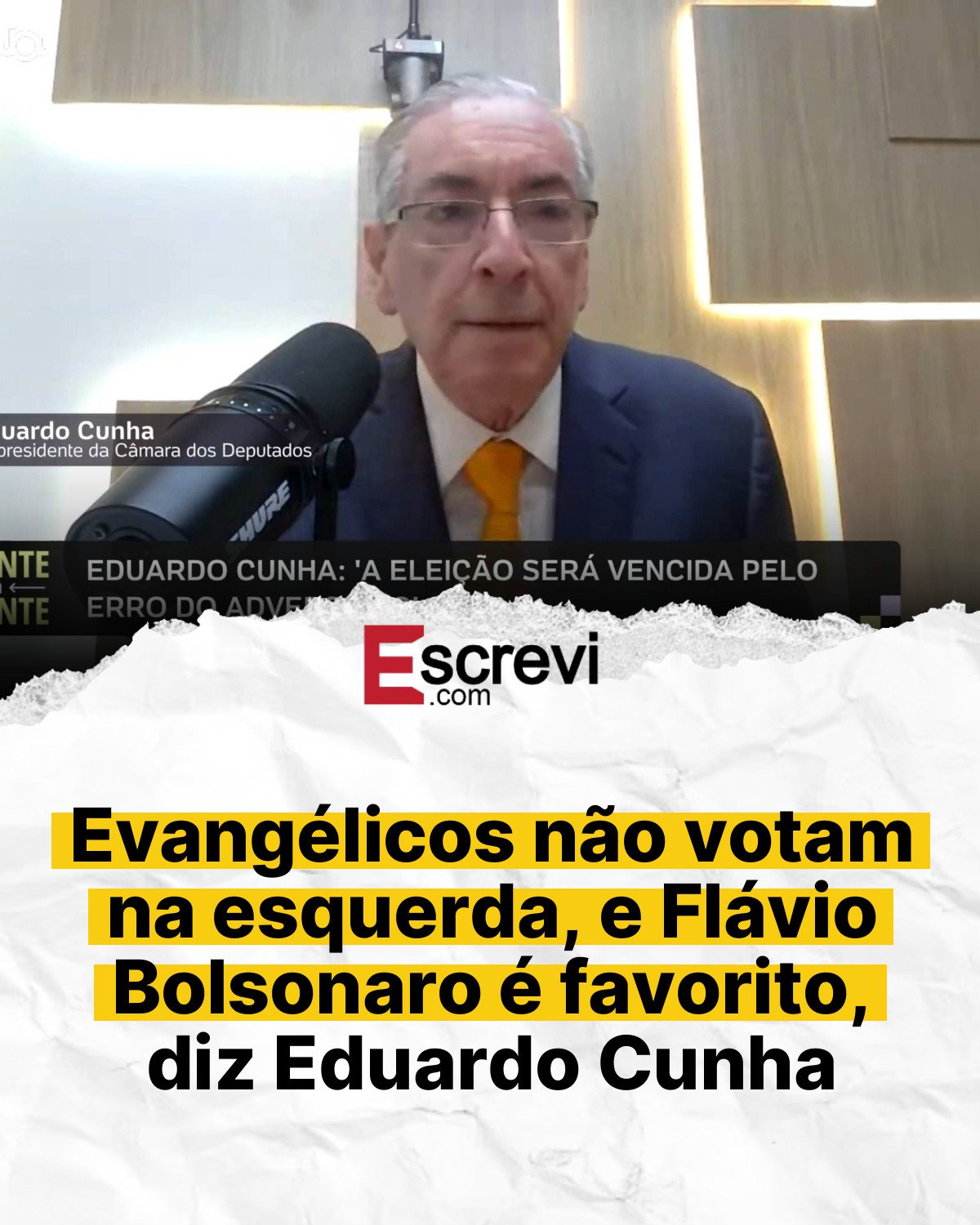 Evangélicos não votam na esquerda, e Flávio Bolsonaro é favorito, diz Eduardo Cunha card branco