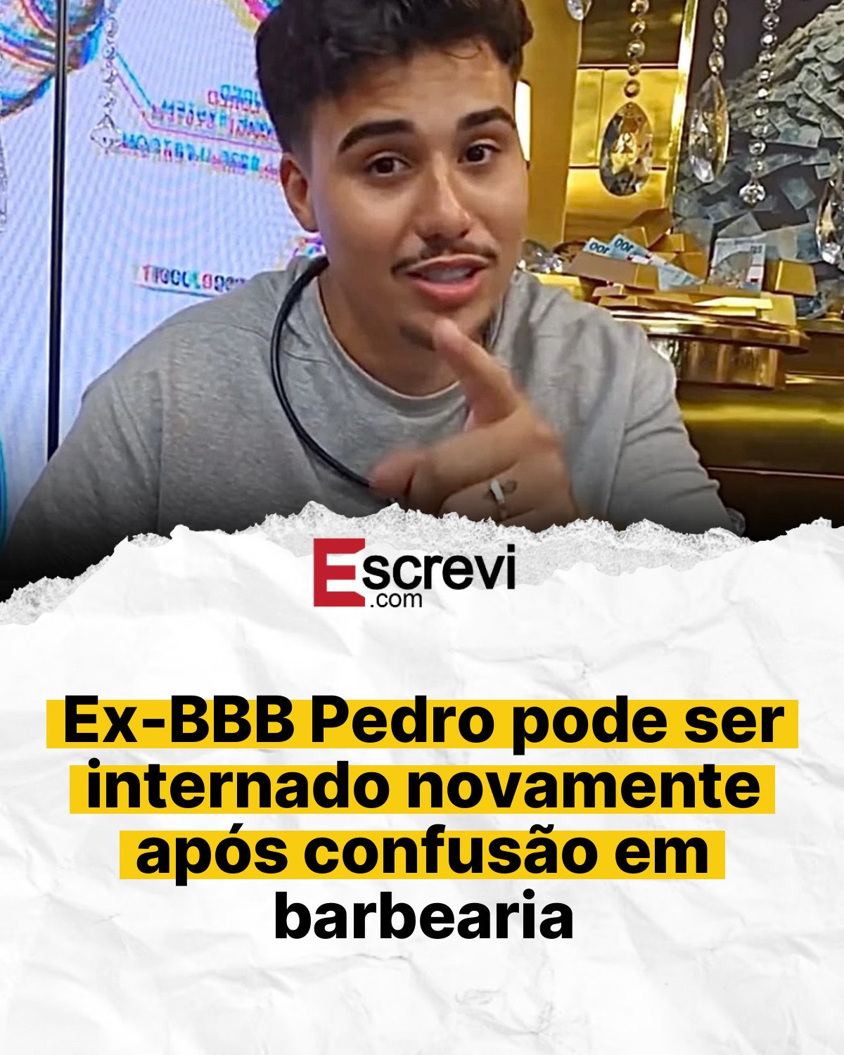 Ex-BBB Pedro pode ser internado novamente após confusão em barbearia card branco