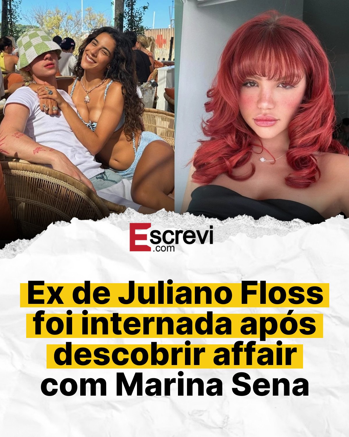 Ex de Juliano Floss foi internada após descobrir affair com Marina Sena card branco