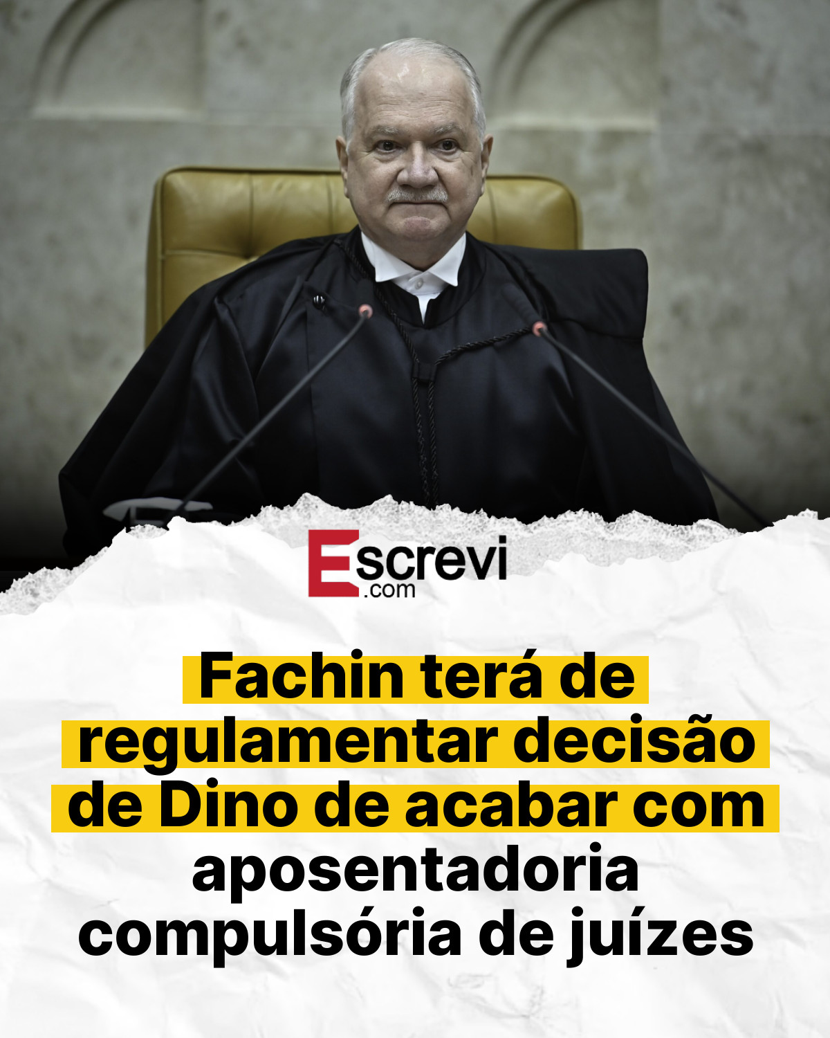Fachin terá de regulamentar decisão de Dino de acabar com aposentadoria compulsória de juízes card branco
