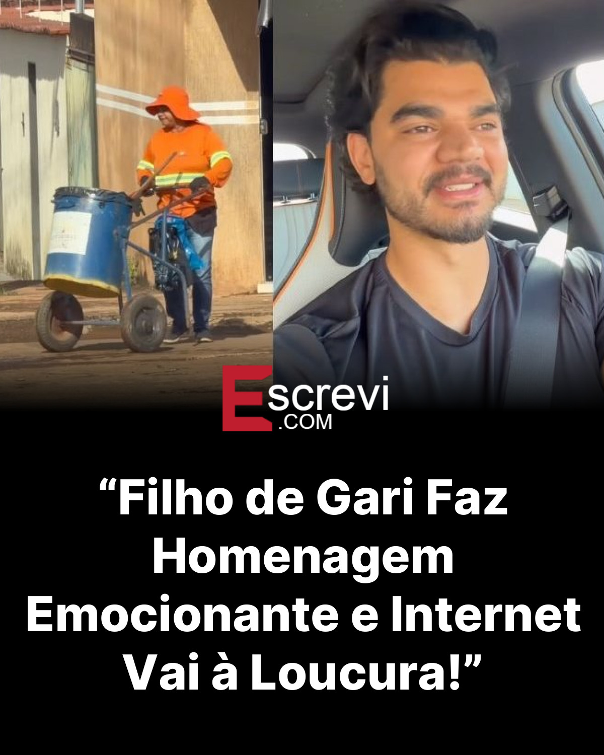 “Filho de Gari Faz Homenagem Emocionante e Internet Vai à Loucura!” card preto