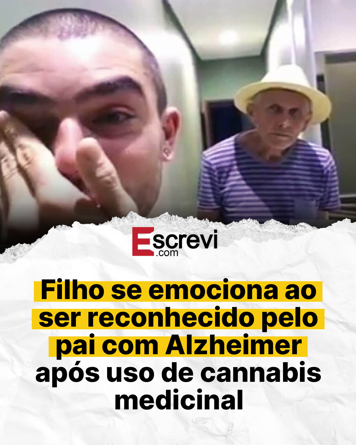 Filho se emociona ao ser reconhecido pelo pai com Alzheimer após uso de cannabis medicinal card branco