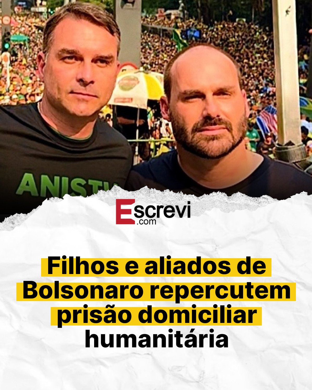 Filhos e aliados de Bolsonaro repercutem prisão domiciliar humanitária card branco