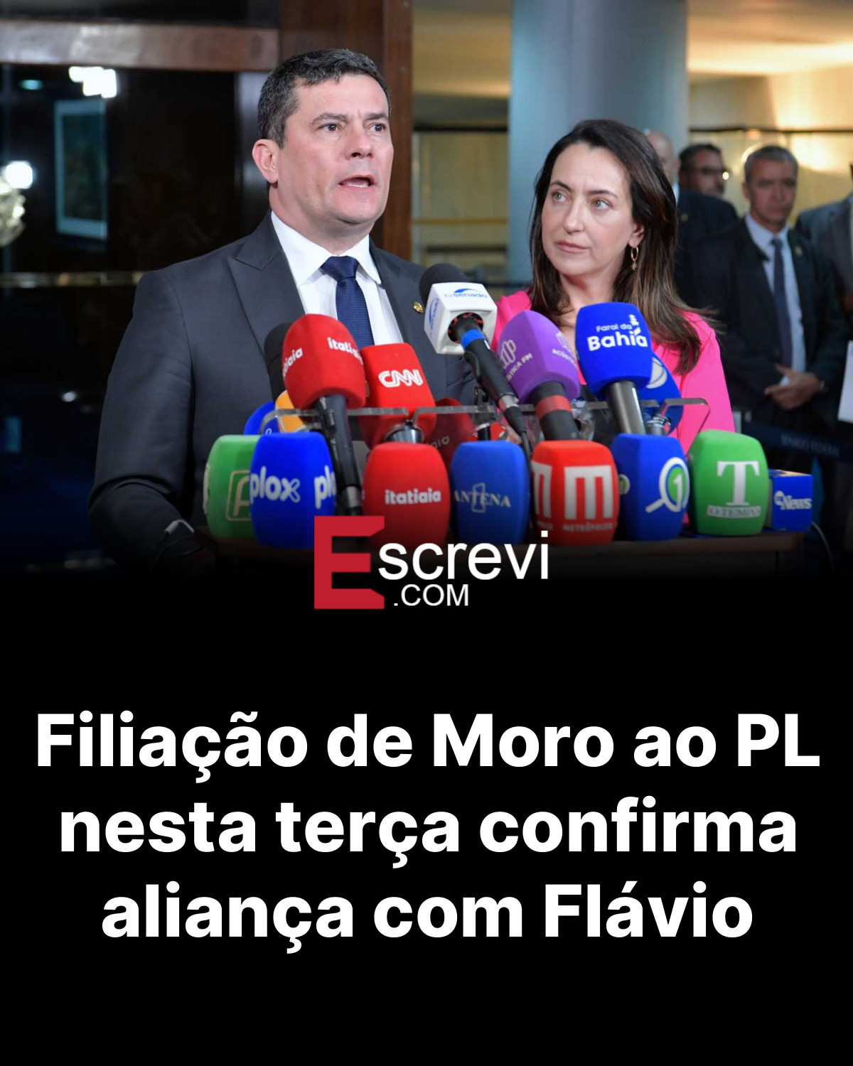 Filiação de Moro ao PL nesta terça confirma aliança com Flávio card preto