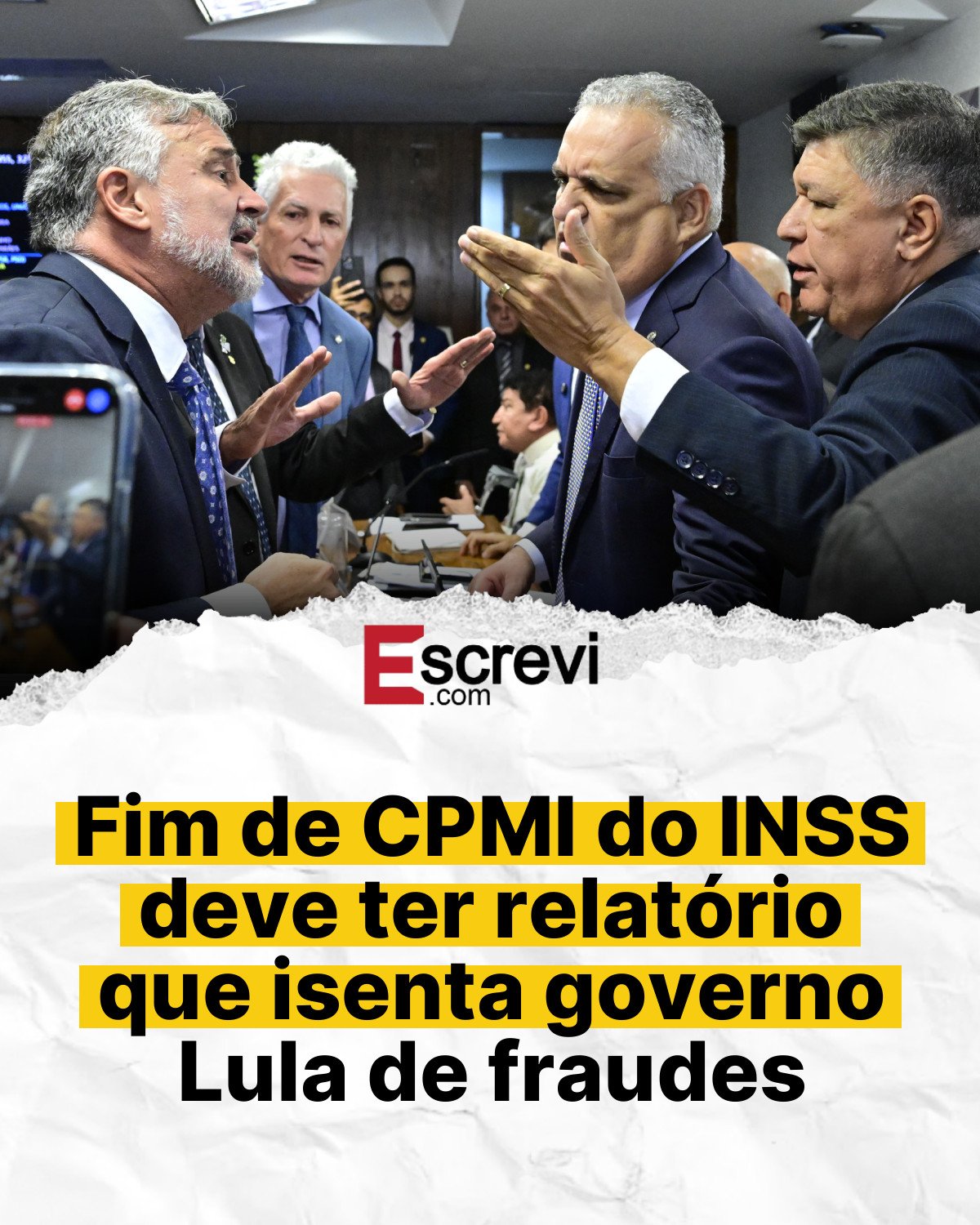 Fim de CPMI do INSS deve ter relatório que isenta governo Lula de fraudes card branco