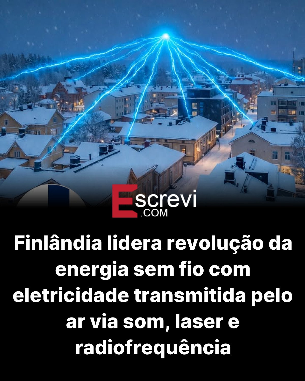 Finlândia lidera revolução da energia sem fio com eletricidade transmitida pelo ar via som, laser e radiofrequência card preto