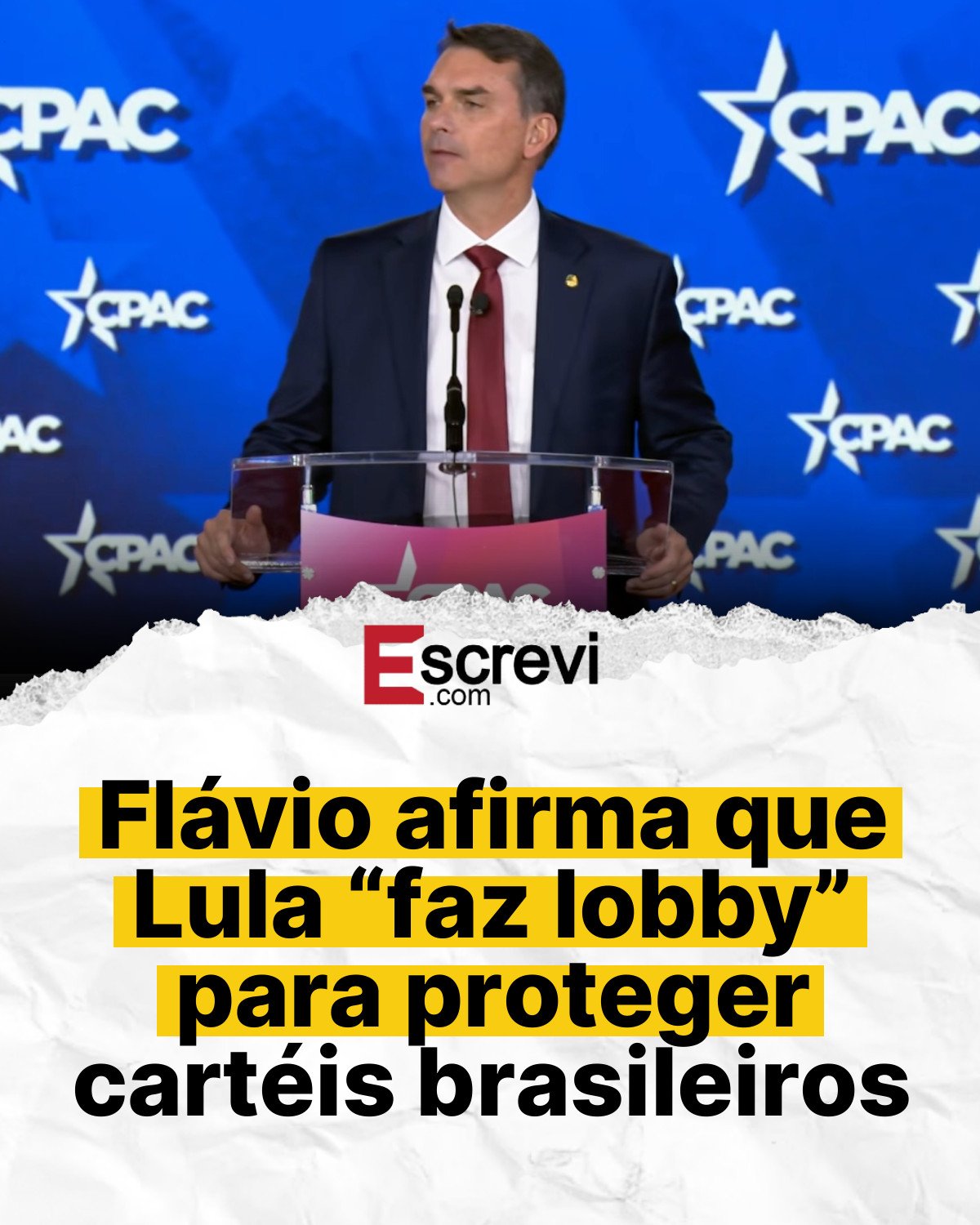 Flávio afirma que Lula “faz lobby” para proteger cartéis brasileiros card branco