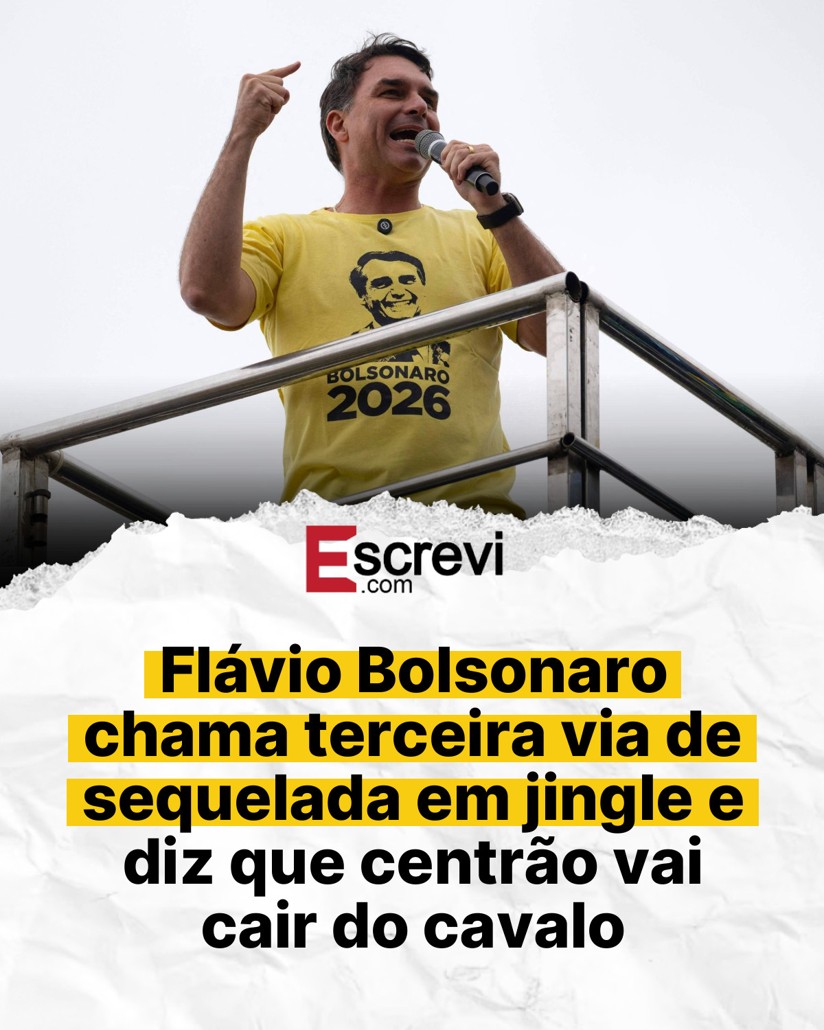 Flávio Bolsonaro chama terceira via de sequelada em jingle e diz que centrão vai cair do cavalo card branco