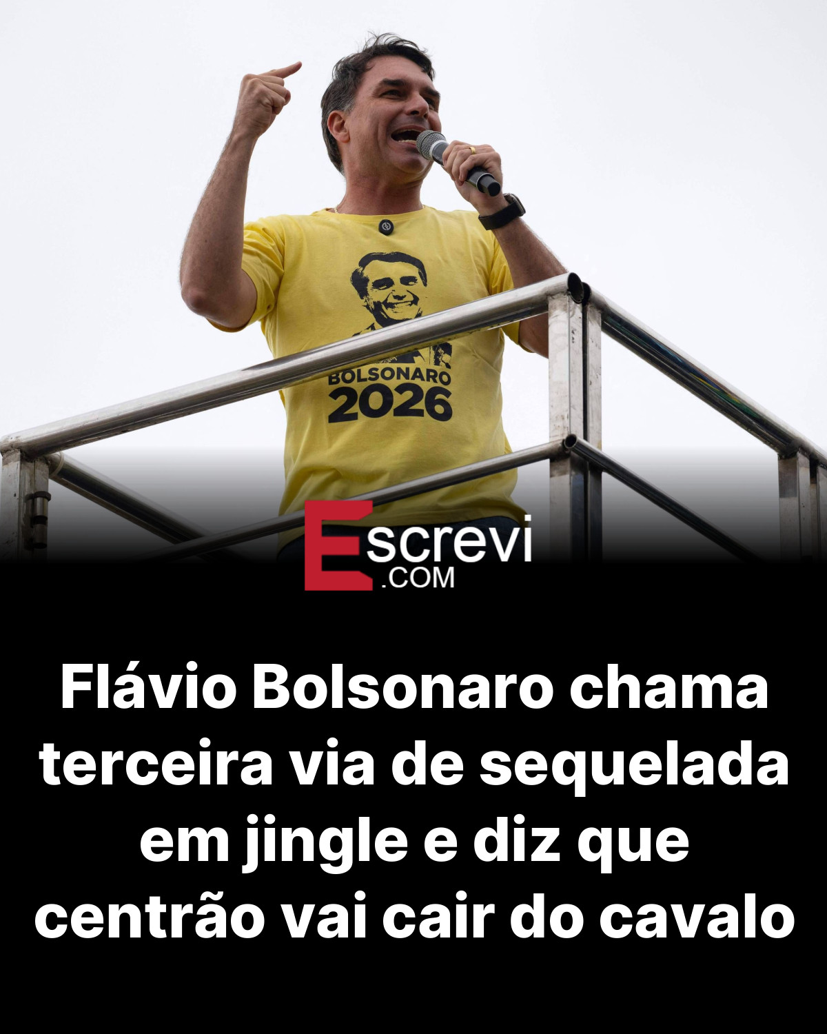 Flávio Bolsonaro chama terceira via de sequelada em jingle e diz que centrão vai cair do cavalo card preto