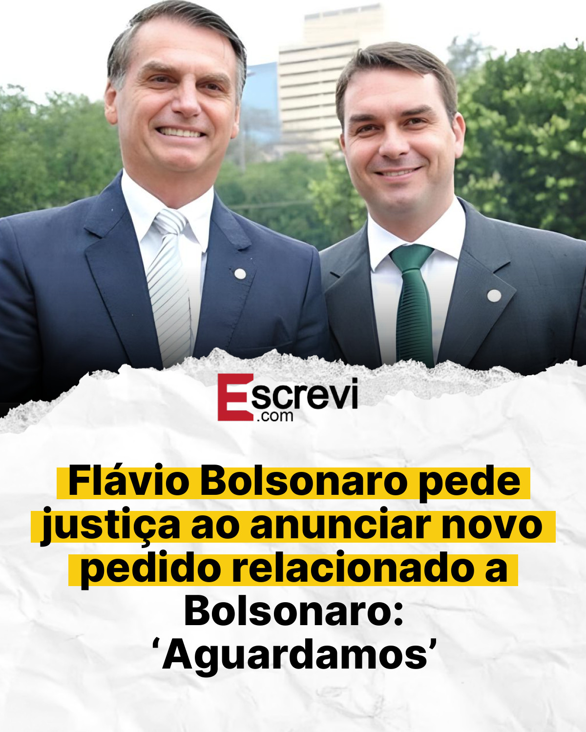 Flávio Bolsonaro pede justiça ao anunciar novo pedido relacionado a Bolsonaro: ‘Aguardamos’ card branco