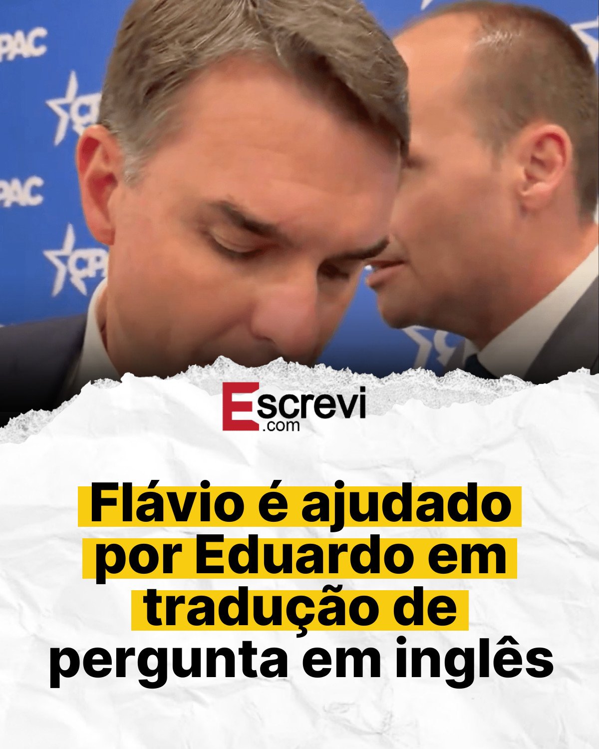 Flávio é ajudado por Eduardo em tradução de pergunta em inglês card branco