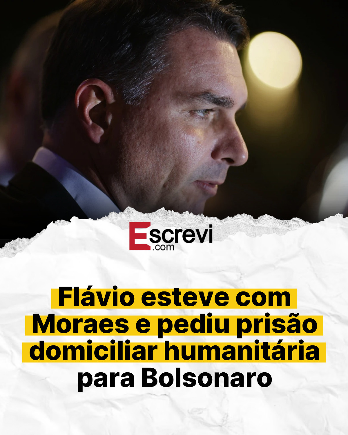 Flávio esteve com Moraes e pediu prisão domiciliar humanitária para Bolsonaro card branco