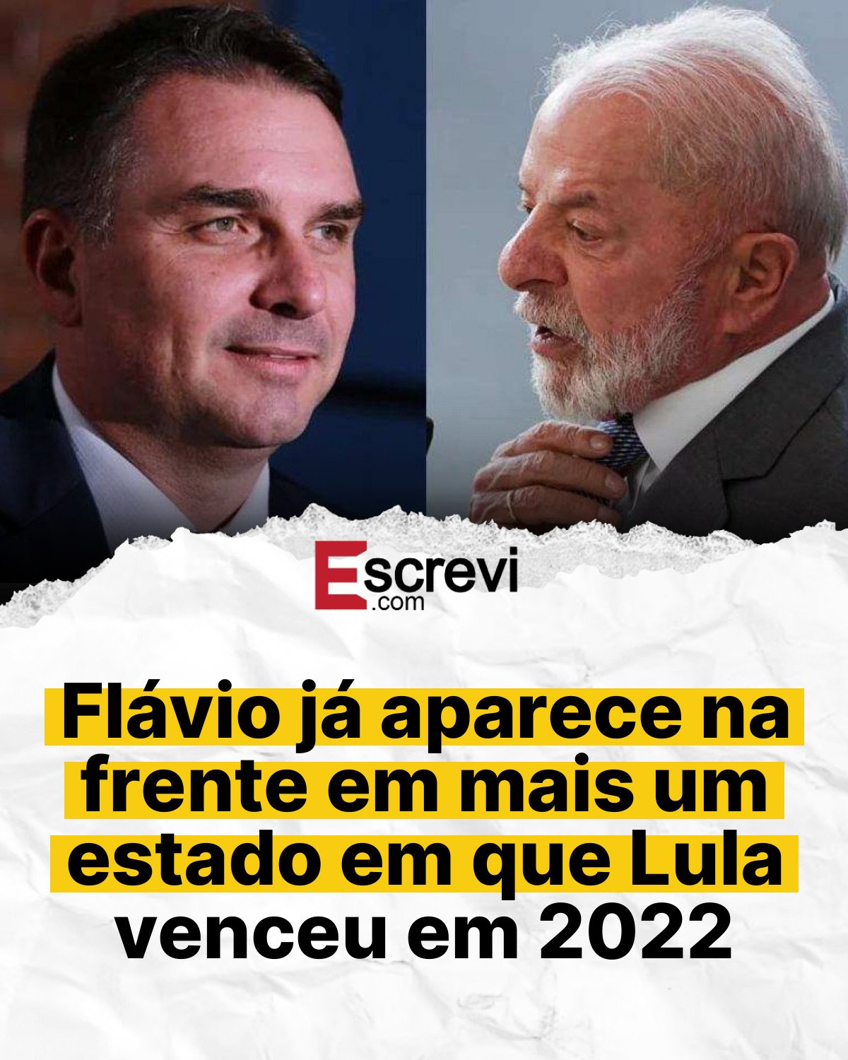 Flávio já aparece na frente em mais um estado em que Lula venceu em 2022 card branco