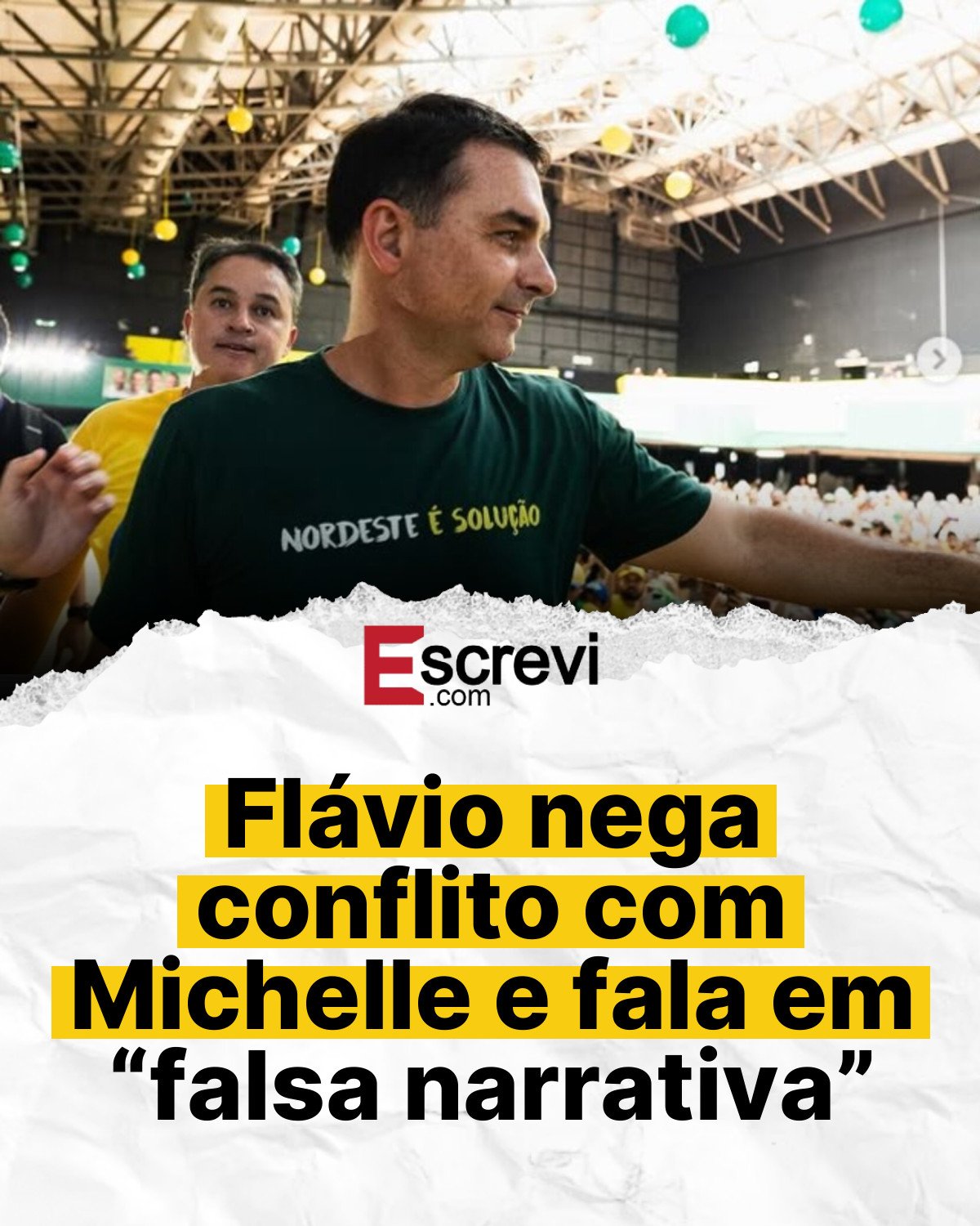 Flávio nega conflito com Michelle e fala em “falsa narrativa” card branco