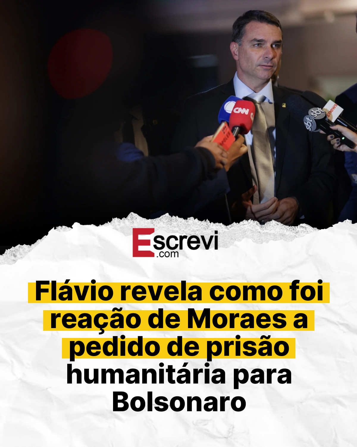 Flávio revela como foi reação de Moraes a pedido de prisão humanitária para Bolsonaro card branco