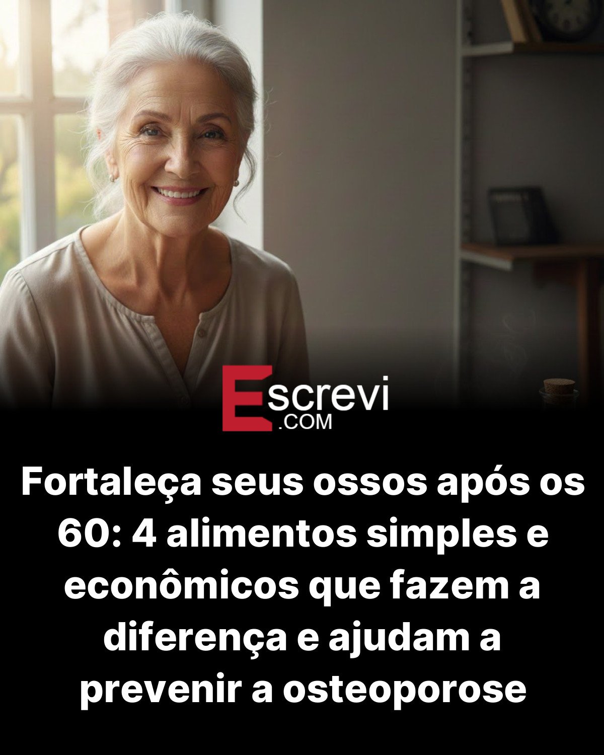 Fortaleça seus ossos após os 60: 4 alimentos simples e econômicos que fazem a diferença e ajudam a prevenir a osteoporose card preto