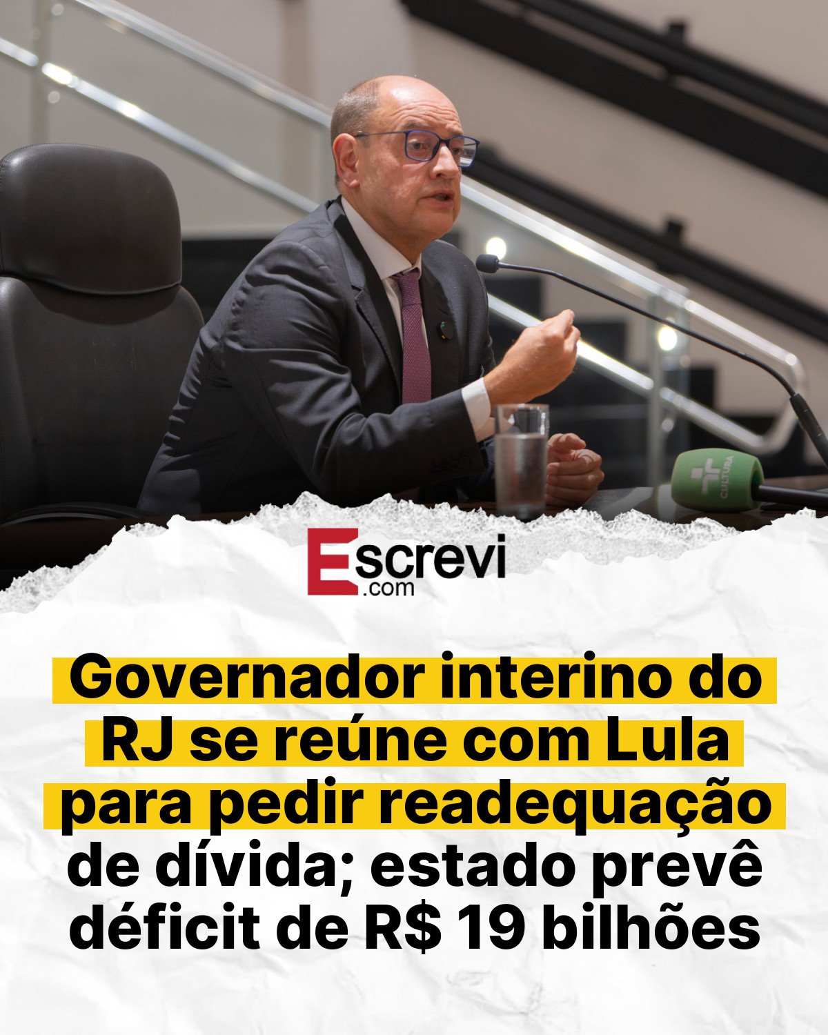 Governador interino do RJ se reúne com Lula para pedir readequação de dívida; estado prevê déficit de R$ 19 bilhões card branco