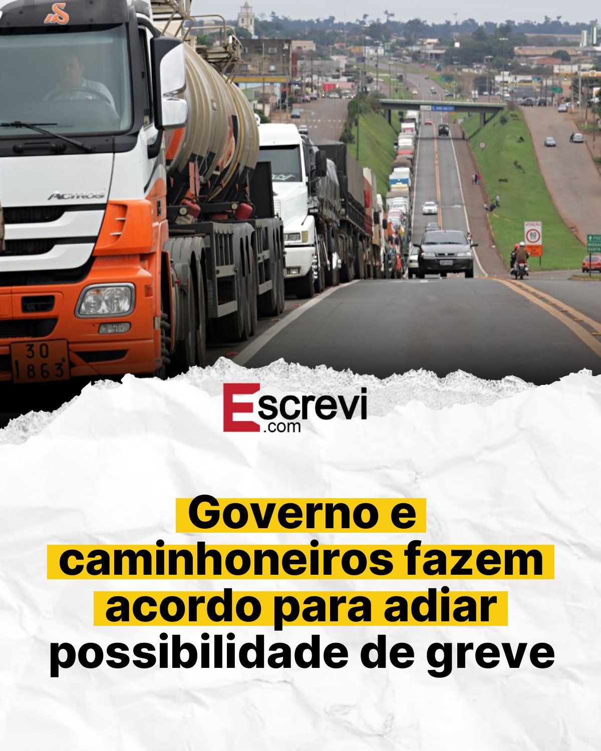 Governo e caminhoneiros fazem acordo para adiar possibilidade de greve card branco