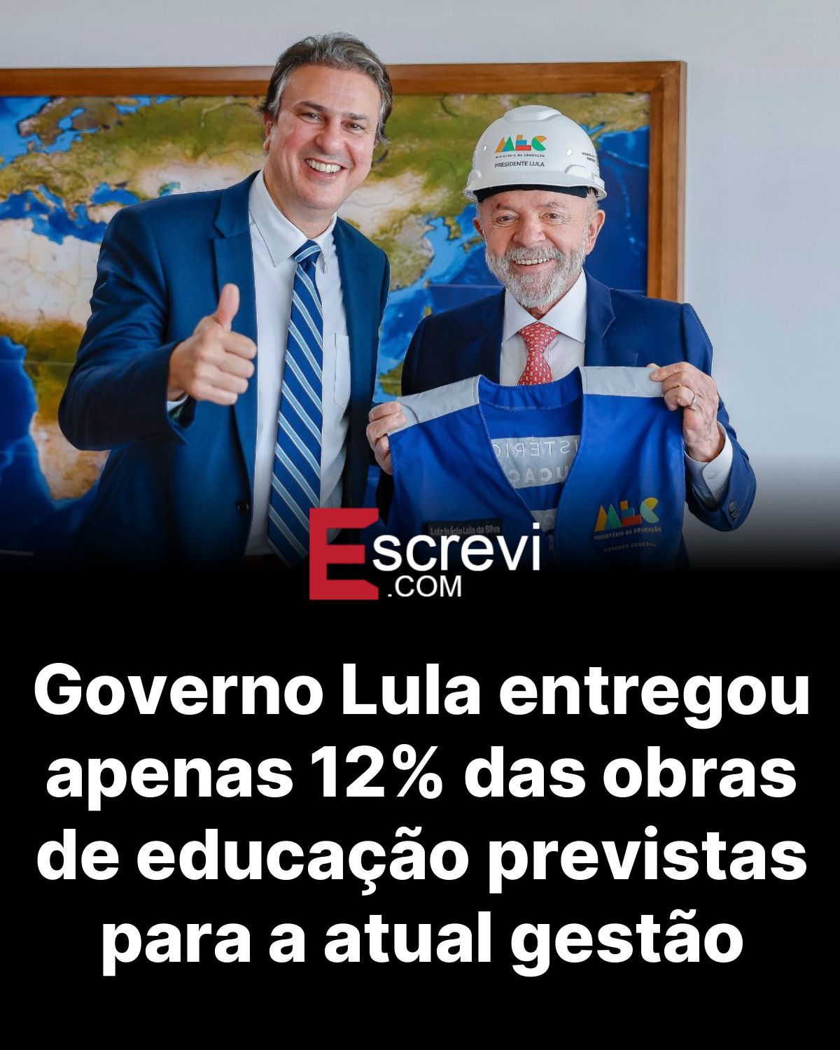 Governo Lula entregou apenas 12% das obras de educação previstas para a atual gestão card preto