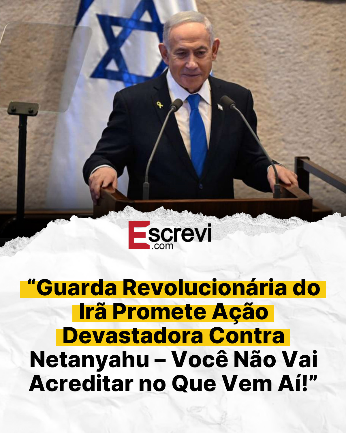 “Guarda Revolucionária do Irã Promete Ação Devastadora Contra Netanyahu – Você Não Vai Acreditar no Que Vem Aí!” card branco