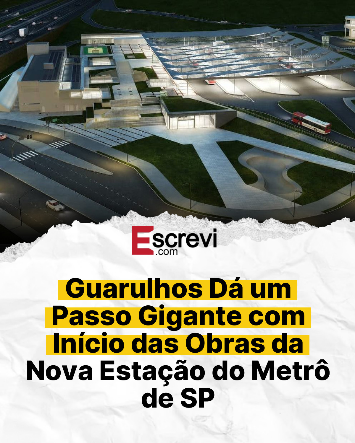 Guarulhos Dá um Passo Gigante com Início das Obras da Nova Estação do Metrô de SP card branco