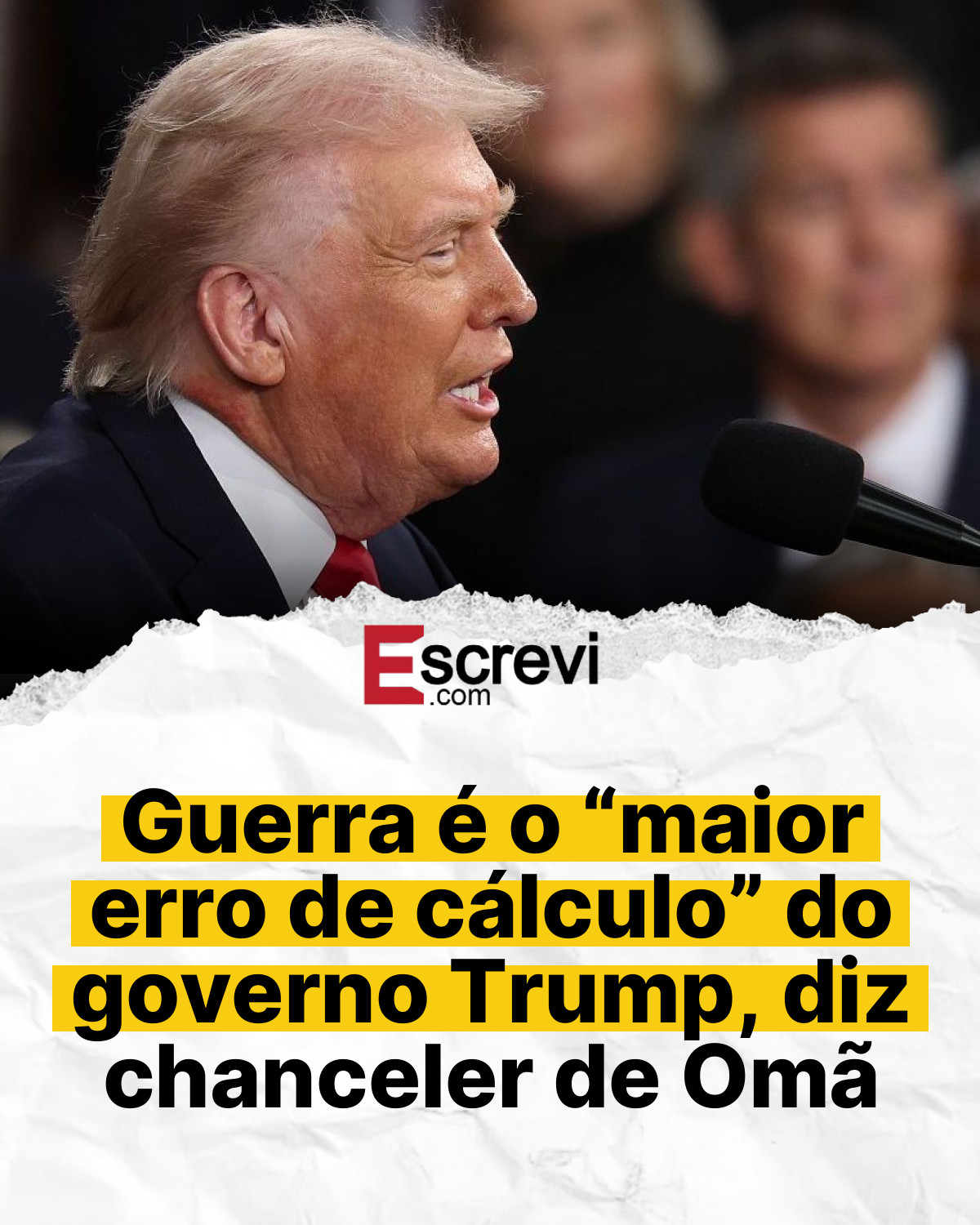 Guerra é o “maior erro de cálculo” do governo Trump, diz chanceler de Omã card branco