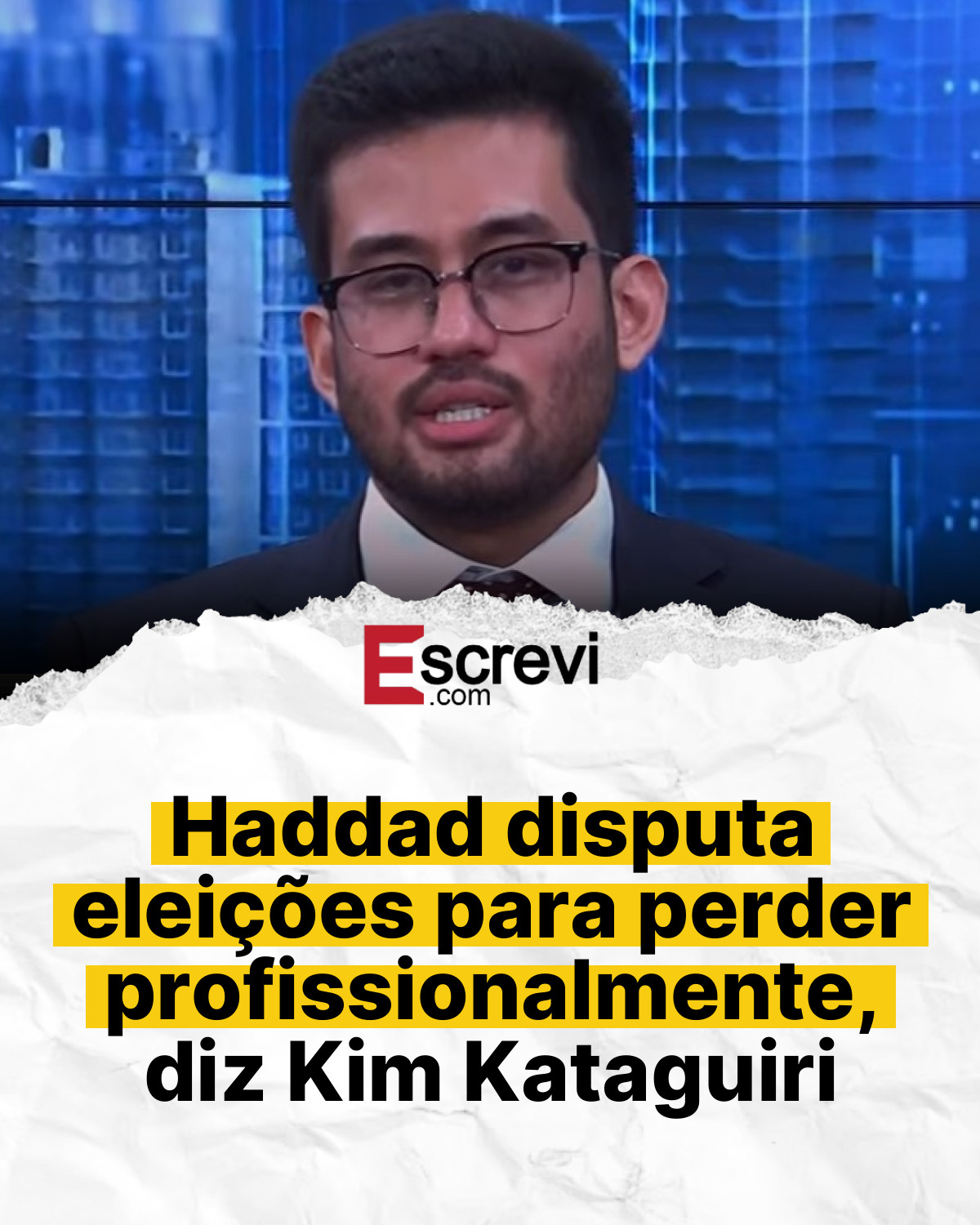 Haddad disputa eleições para perder profissionalmente, diz Kim Kataguiri card branco