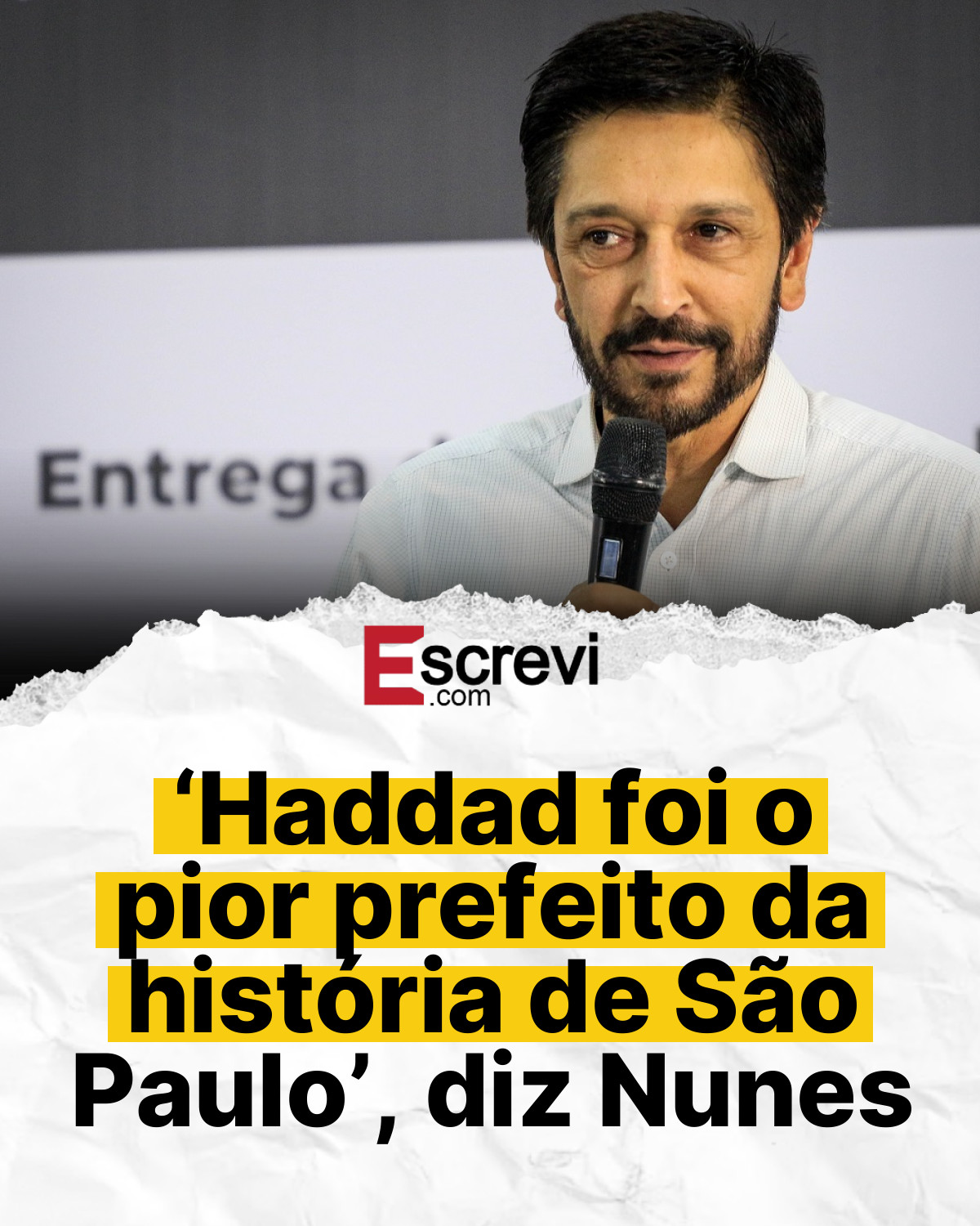 ‘Haddad foi o pior prefeito da história de São Paulo’, diz Nunes card branco